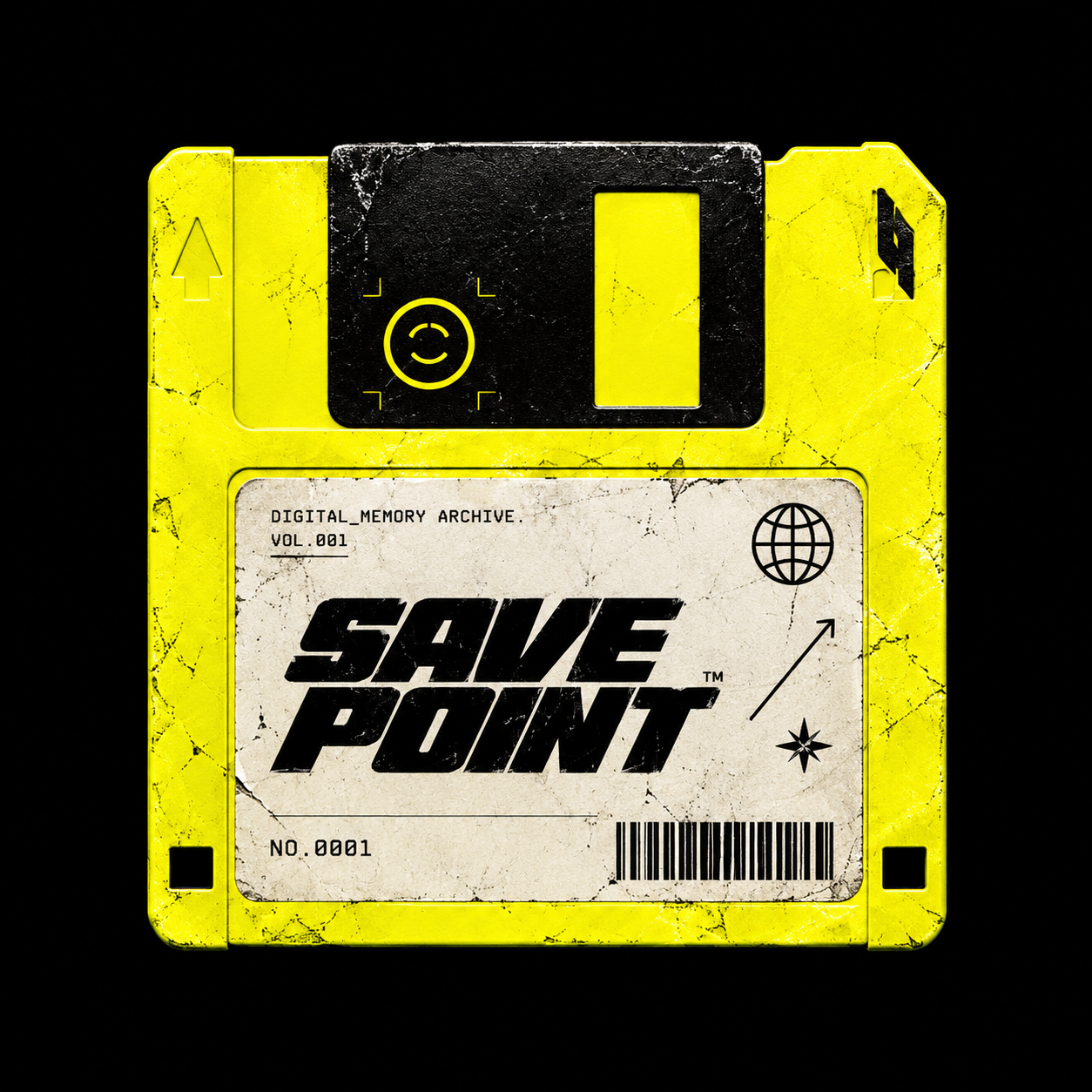 Save Point yellow floppy disk original concept